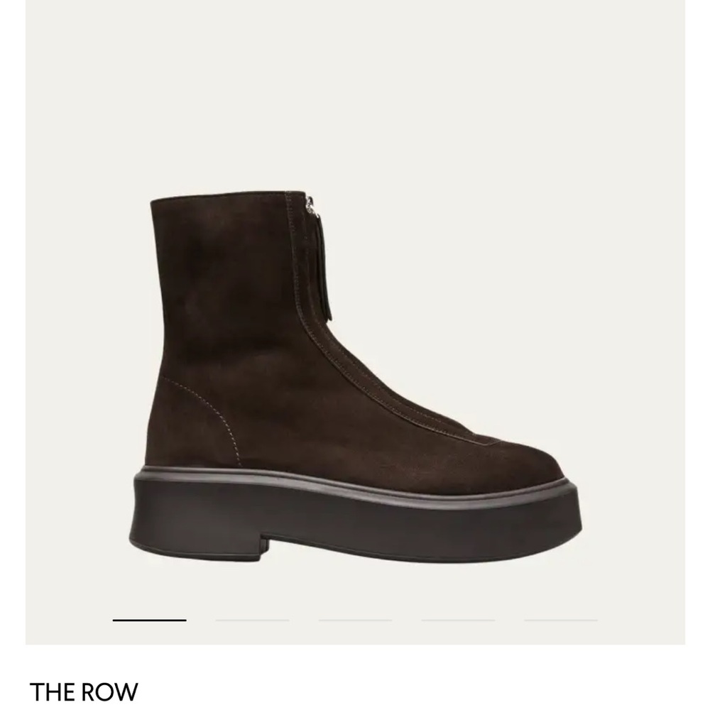 THE ROW Suede Zip Moto Booties